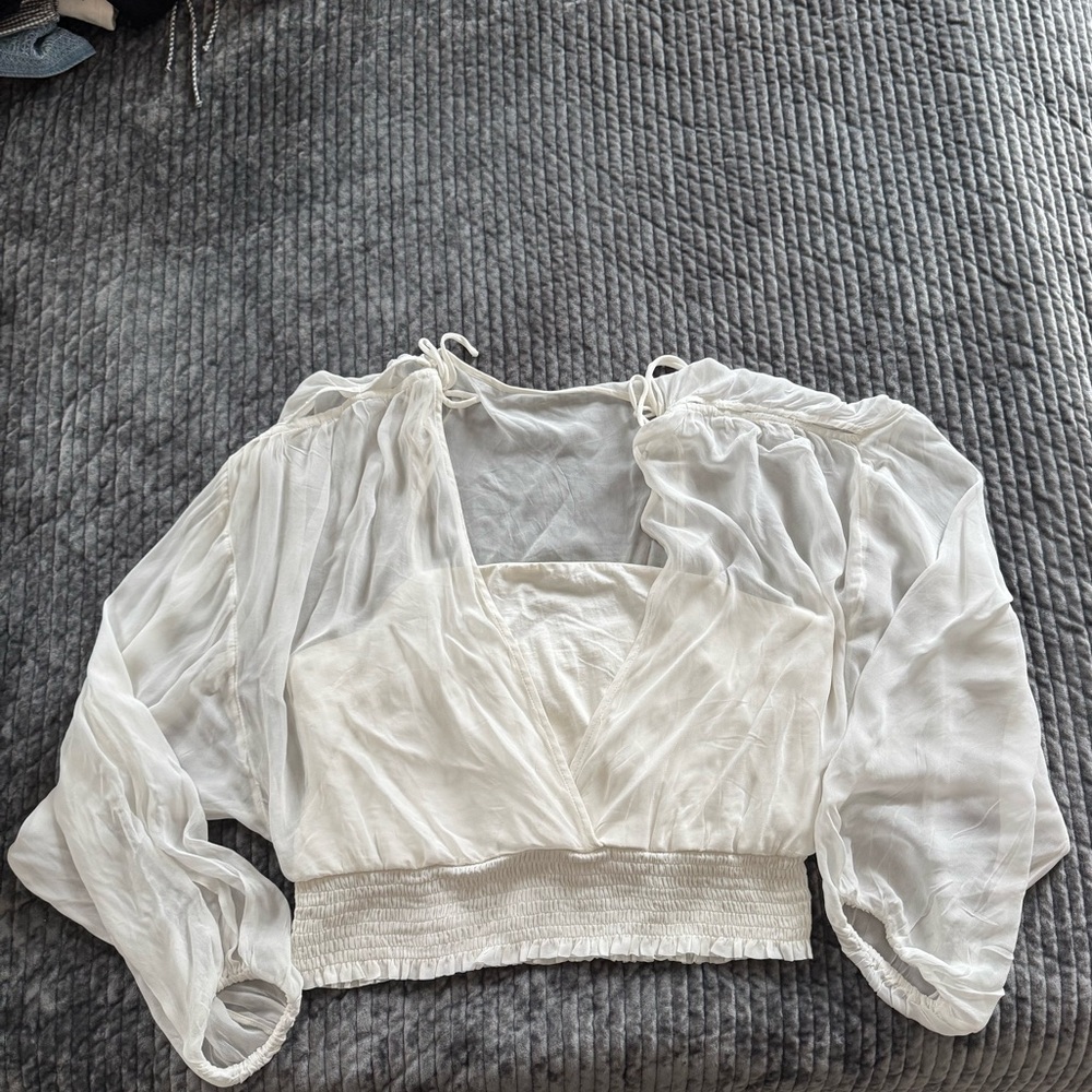 NWT Anthropology Sheer Peasant Top